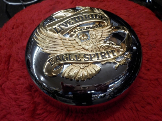 PANHEAD SHOVELHEAD "NEW" GOLD "LIVE TO RIDE" AIR CLEANER ASSEMBLY #07-16043